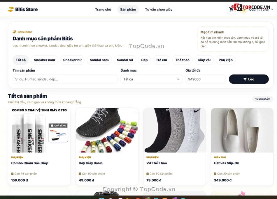web sản phẩm,web bán sản phẩm,bitis